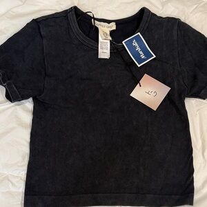Happily Grey Black crop tee